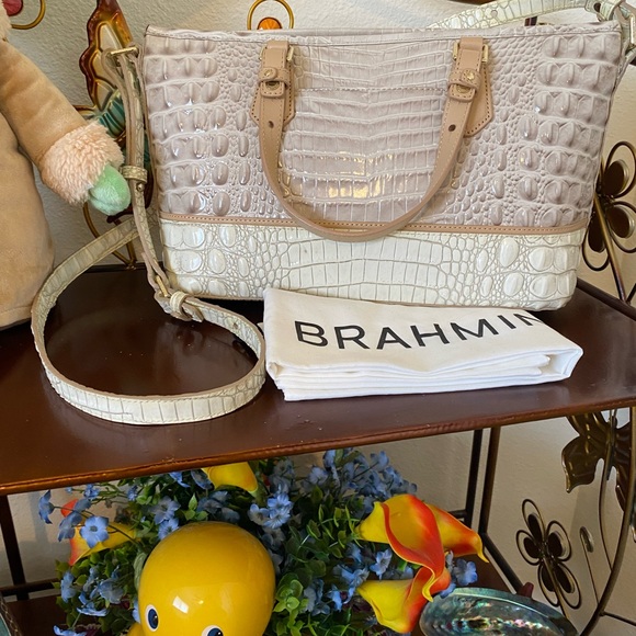 SOLD!! Brahmin Mini Asher in Pumice Tri-Color - Picture 3 of 12